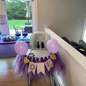 Purple 1st Birthday Party Supplies Decorations Tutu Banner for highchair